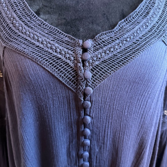 Altar'd State Blue Ruffled Boho 3/4 Sleeve Blouse - Picture 5 of 8